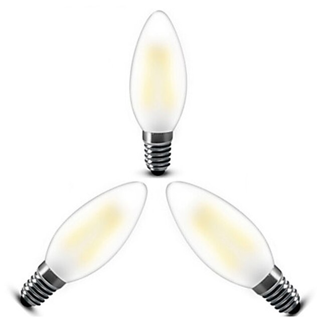  ONDENN 3шт 2800-3200lm E14 LED лампы накаливания C35 4 Светодиодные бусины COB Диммируемая Тёплый белый 220-240V