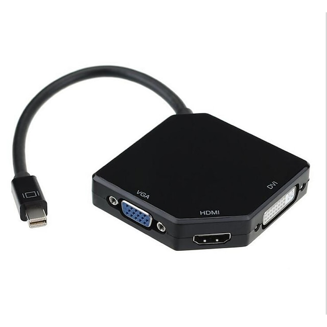  μίνι DP στο μετατροπέα HDMI / DVI / VGA 3-σε-1 καλώδιο προσαρμογέας υποστηρίζει 1080p υψηλής μετάδοσης