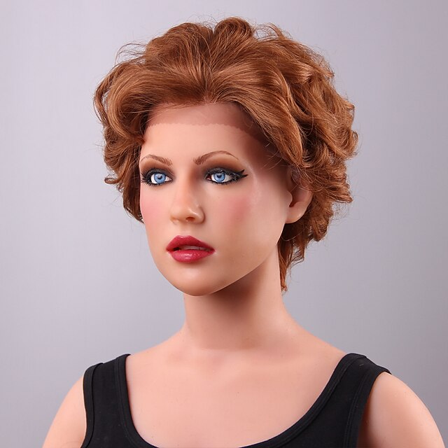  new arrival short layered curly lace front human hair wig