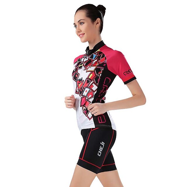  Fahrradtriktot mit Fahrradhosen Damen Kurzarm Fahhrad Trikot/Radtrikot Shorts/Laufshorts Unten Kleidungs-Sets Oberteile Atmungsaktiv