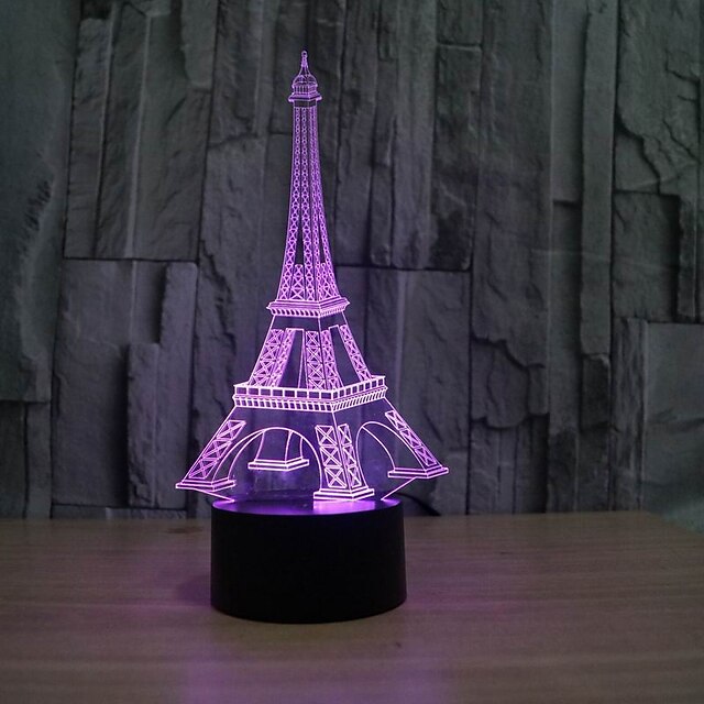  Moda romântica francesa torre eiffel levou luz noturna rgb changeable humor lâmpada quarto candeeiro de mesa crianças presentes da família amigos