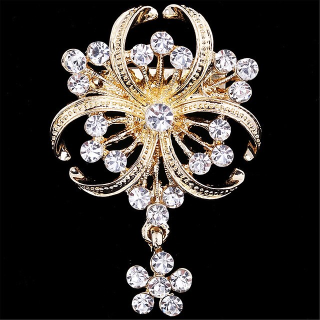  Pentru femei Broșe Floare femei Lux Modă Diamante Artificiale Broșă Bijuterii Auriu Pentru Nuntă Petrecere Ocazie specială Zi de Naștere Cadou Zilnic