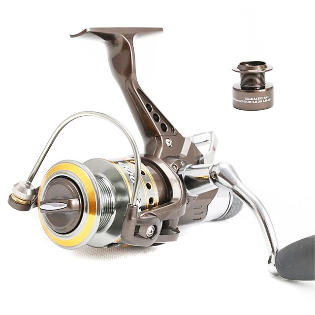  Spinning Reel 5.0/1 Gear Ratio+10 Ball Bearings Hand Orientation Exchangable Bait Casting / General Fishing - BR5000