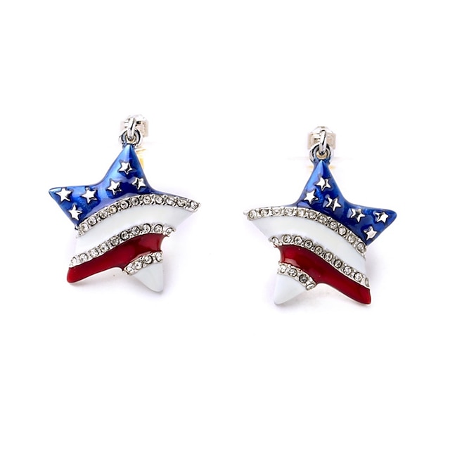  European Style Luxury Gem Geometric Earrrings American Star Stud Earrings for Women Fashion Jewelry Best Gift