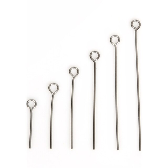  beadia 1200pcs roestvrij staal eye pins& connectors sieraden bevindingen fit ketting& bracelet (gemengd 6 maten)