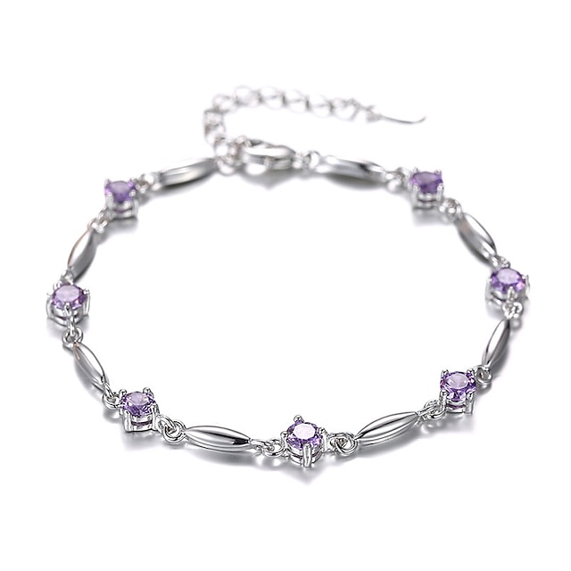  Women's Chain Bracelet Fashion Silver Plated Bracelet Jewelry White / Purple For Christmas Gifts Wedding