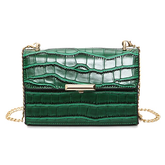  Femme PU Sac à bandoulière / Protection Crocodile Noir / Vert