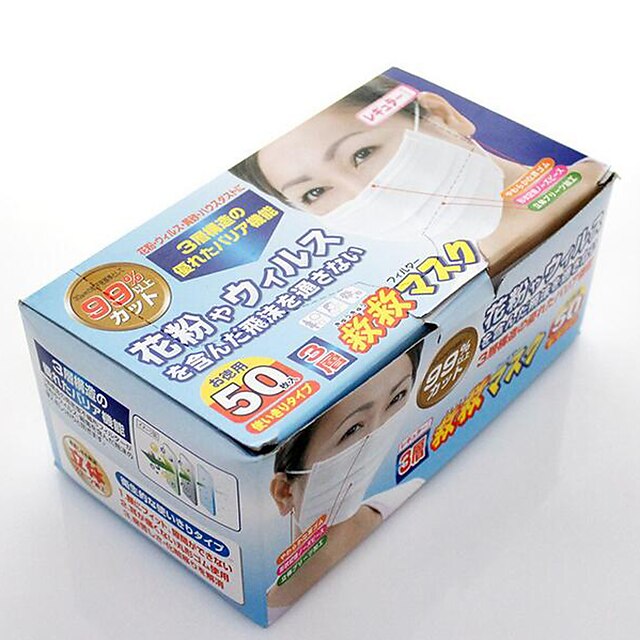  japão descartável não tecido três camadas de máscara de gaze anti pólen máscara de pó 50 peças