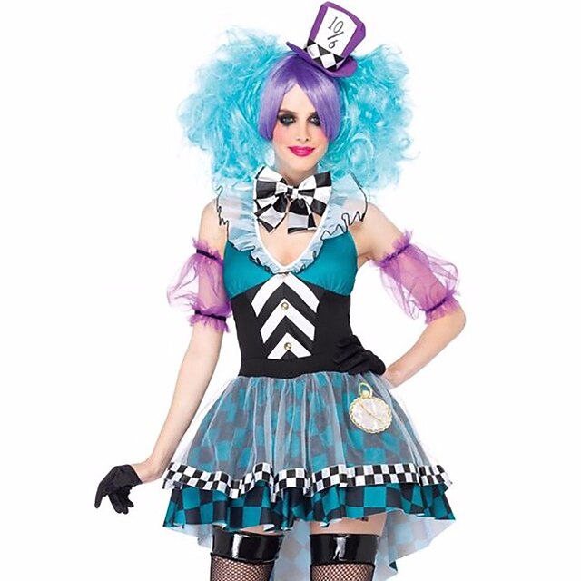  Alice in Wonderland Cuento de Hadas Disfrace de Cosplay Mujer Cosplay de películas  vestido de vacaciones Azul Vestido Sombrero Halloween Carnaval Poliéster
