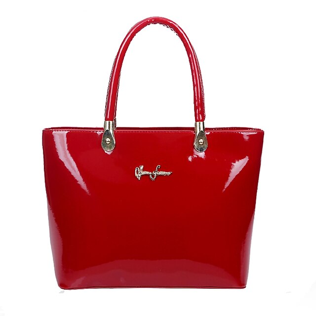  Women Bags All Seasons Patent Leather Shoulder Bag Tote with for Event/Party Casual Formal Office & Career Black Red Blue Cream