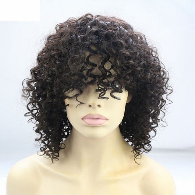  Păr Natural Față din Dantelă Perucă afro / Kinky Curly 180% Densitate Linia naturală de păr / Perucă Americană Africană / 100% Legat Manual Mediu Pentru femei Peruci Păr Uman