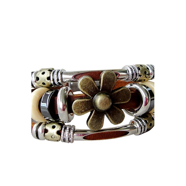  Bracelet Bracelets en cuir Alliage Cuir Autres Original Mode Quotidien Décontracté Bijoux Cadeau Brun,1pc