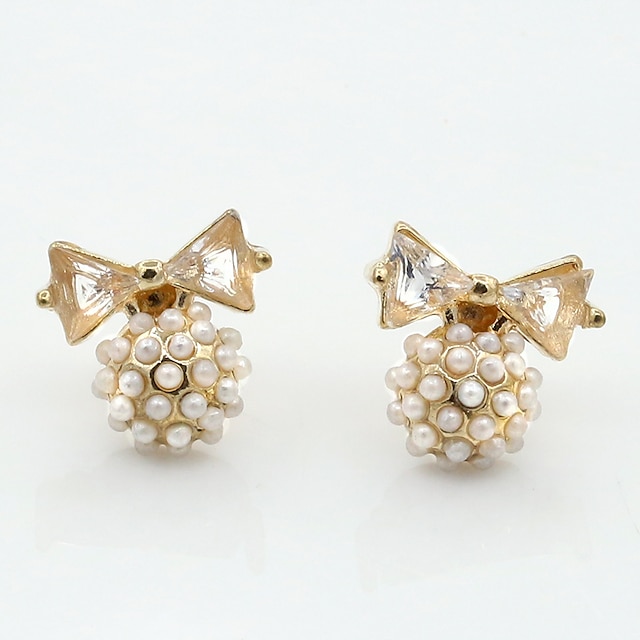  Women's Bowknot Party Work Casual European Fashion Imitation Pearl Rhinestone Earrings Jewelry Gold Bowknot For Wedding Party Daily Casual Sports