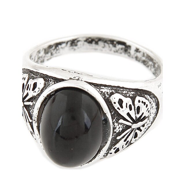  Men's Band Ring Black Synthetic Gemstones Resin Alloy Vintage European Fashion Party Daily Jewelry