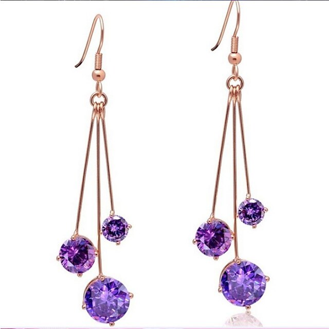  Purple Clear Crystal Sterling Silver Earrings Jewelry White / Purple For