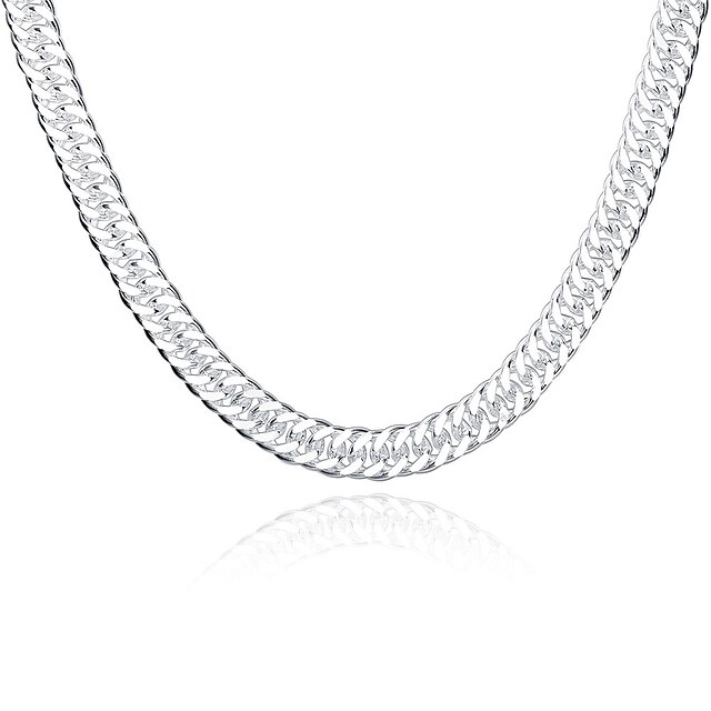  Men's Chain Necklace Fashion Silver Plated White / Sliver Necklace Jewelry For Party