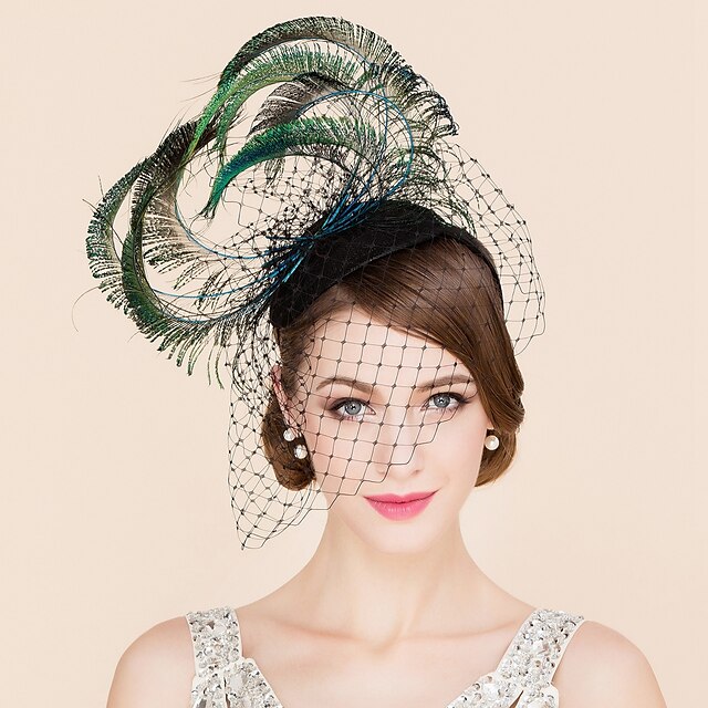 Tulle Feather Fascinators Hats 1 Wedding Special Occasion Casual Headpiece