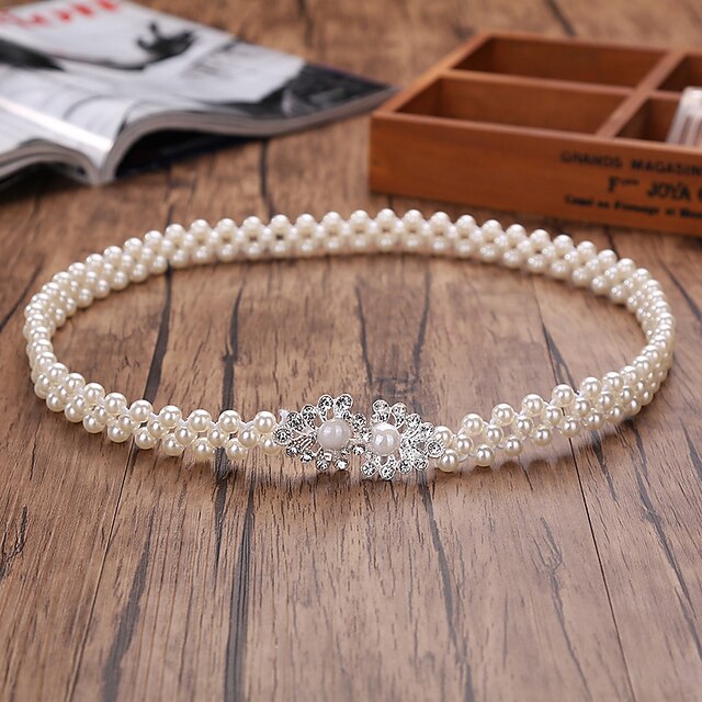  Bead / Elastic Wedding / Party / Evening Sash With Imitation Pearl Women's Sashes