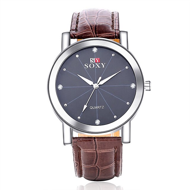  Men's Sport Watch Quartz Leather Black / Brown Casual Watch Cool Analog Fashion - Black Brown One Year Battery Life / Stainless Steel / SSUO 377