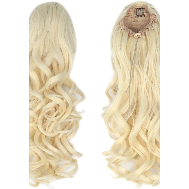  synthetic 20 inch 150g long curly clip in micro ring ponytail hairpiece extensions excellent quality