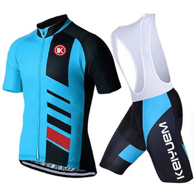  KEIYUEM Manga Curta Camisa com Bermuda Bretelle Verão Coolmax® Com Transparência Silicone Azul Moto Conjuntos Respirável Secagem Rápida Bolso Traseiro Redutor de Suor Esportes Clássico Roupa