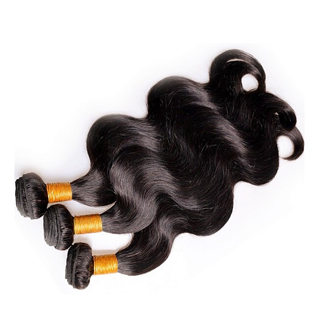  Υφάδι Επεκτάσεις ανθρώπινα μαλλιών Κυματομορφή Σώματος Φυσικά μαλλιά Περουβιανή Γυναικεία Μαύρο / 8A