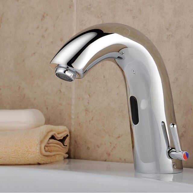  Waschbecken Wasserhahn - Sensor Chrom Mittellage Hände frei Ein LochBath Taps
