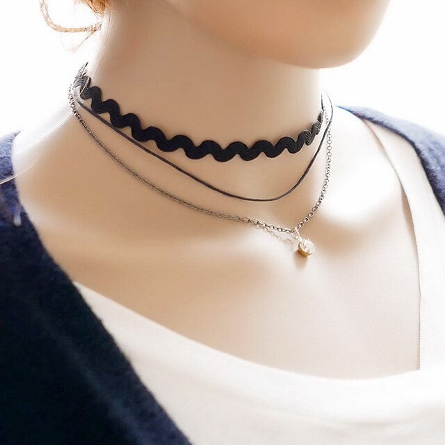  Жен. Ожерелья-бархатки Татуировка Choker Тату-дизайн Мода Кружево Ткань Черный Ожерелье Бижутерия Назначение Повседневные