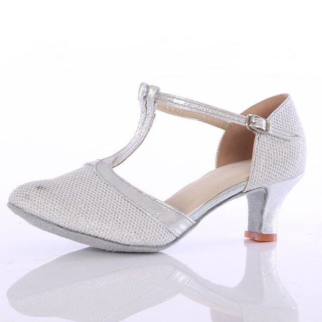  Damen Schuhe für den lateinamerikanischen Tanz Absätze Maßgefertigter Absatz Glitzer Glitter Schnalle Golden / Silber / Innen