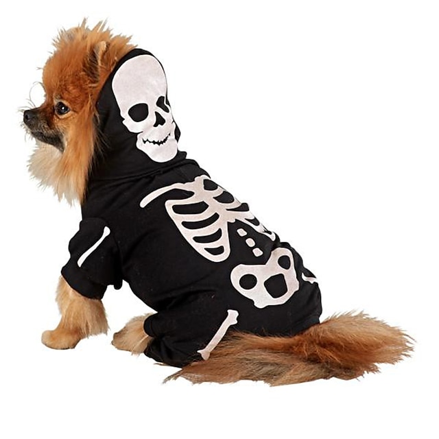  Cat Dog Halloween Costumes Costume Outfits Skull Cosplay Halloween Winter Dog Clothes Puppy Clothes Dog Outfits Golden White Costume for Girl and Boy Dog Cotton