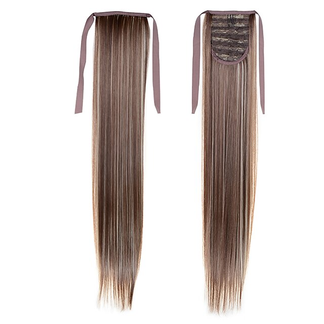  longue ligne droite queue 22inch 55cm 100g # 8/613 couleur mélangée cordon synthétique l'extension ponytails de queue de cheval de cheveux