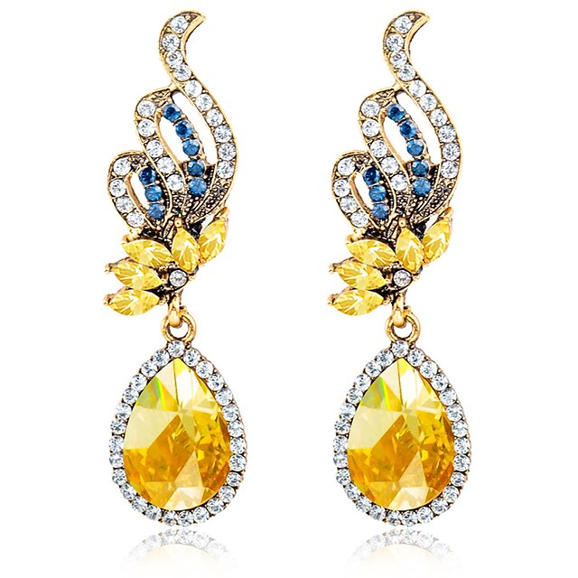  Women's Crystal Citrine Earrings Pear Cut Solitaire Mood Ladies Vintage European Fashion Crystal Rhinestone Earrings Jewelry White / Blue For Wedding Party Daily Casual Sports Masquerade