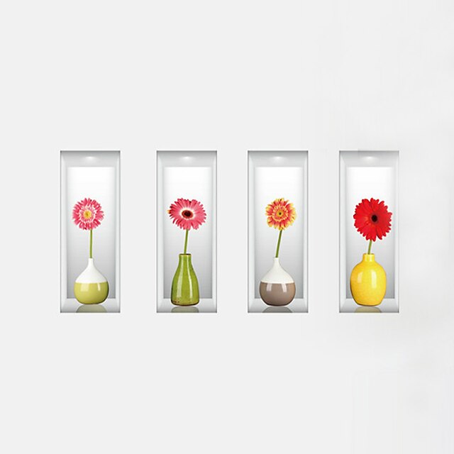  Virágok Falimatrica 3D-s falmatricák Dekoratív falmatricák, Vinil lakberendezési fali matrica Fal
