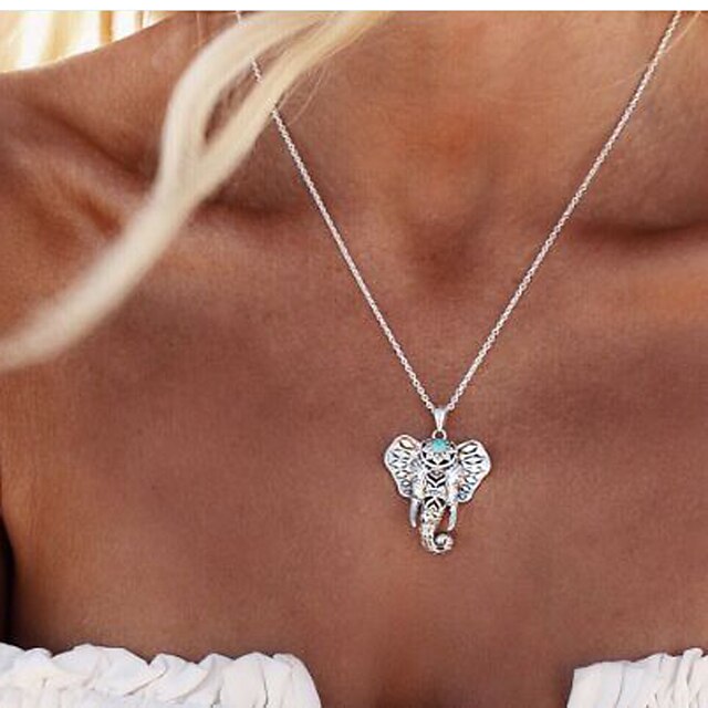  Pentru femei Coliere cu Pandativ Elefant Animal femei Vintage Modă Stilul Folk Aliaj Argintiu Coliere Bijuterii Pentru Petrecere Zilnic Casual