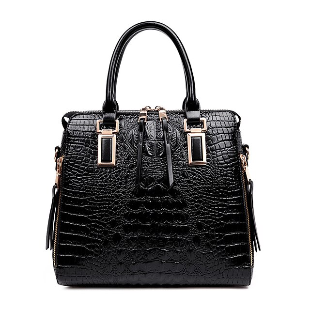  Women's Bags Patent Leather Top Handle Bag Solid Colored Crocodile Handbags Shopping Casual Formal White Black Fuchsia Blue