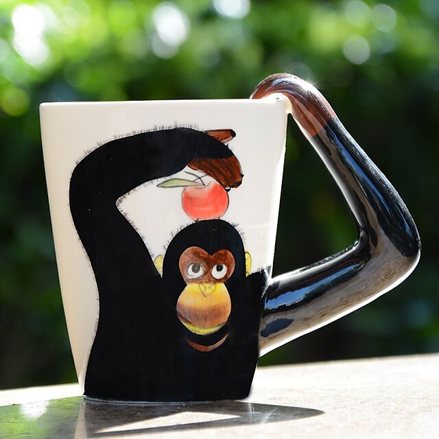 1Pc 400Ml 3D  Cartoon Animal Hand-Painted Ceramic Cup Coffee Milk Mug Random Design