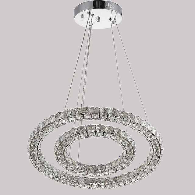  2 anneaux 70 cm (27,56 pouces) cristal LED lustre or pendentif lumière métal galvanisé moderne contemporain 110-120 v 220-240 v