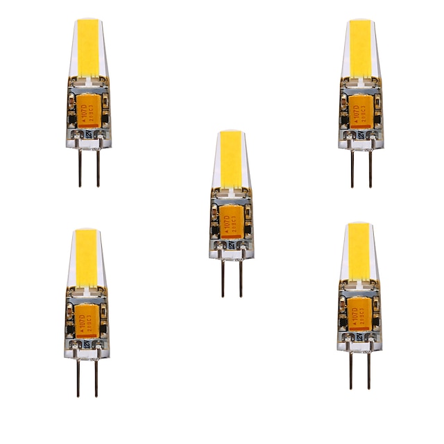  5pcs 5w 300lm g4 led bi-pin ampoule t3 jc type cob chip blanc chaud et froid pour plafonniers sous armoire (équivalent halogène 50w) ac / dc12-24v