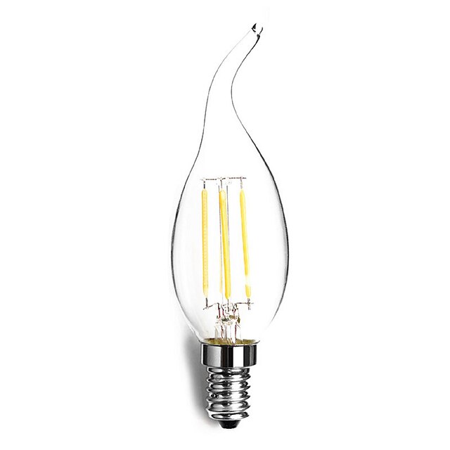  1個 4 W ＬＥＤキャンドルライト フィラメントタイプＬＥＤ電球 300-400 lm E14 C35 4 LEDビーズ COB 装飾用 温白色 ホワイト 220-240 V / １個