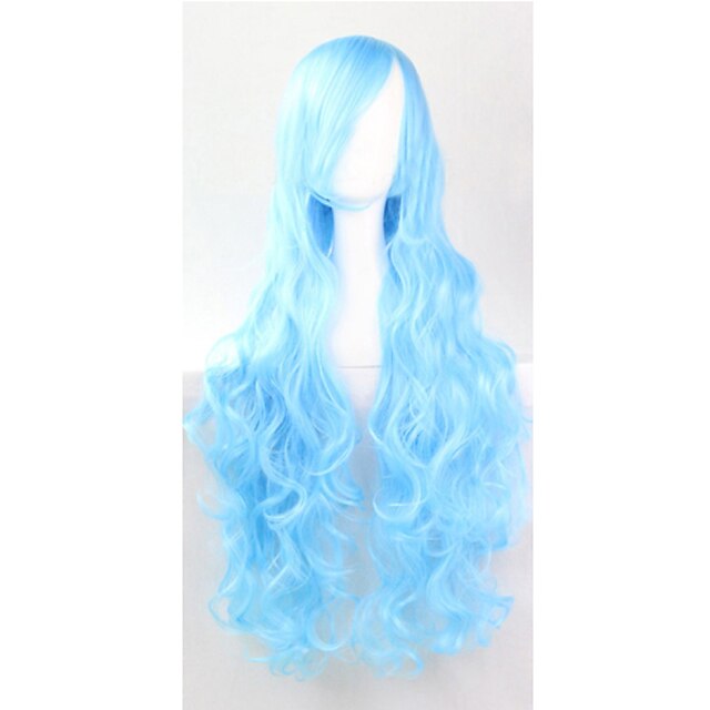  Парики из искусственных волос Стиль Парик Небесно-голубой Искусственные волосы Жен. Парик Длинные