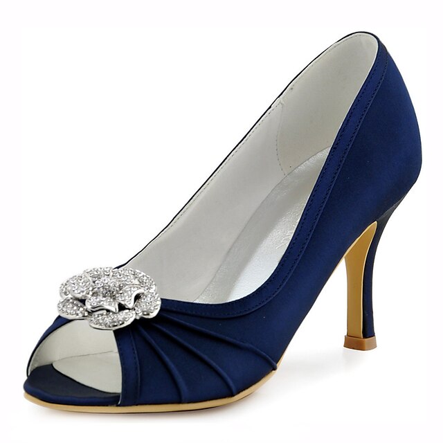  Pentru femei Sandale Toc Stilat Nuntă Rochie Party & Seară Cristal Satin Elastic Vară Roz / Bleumarin / Albastru Închis