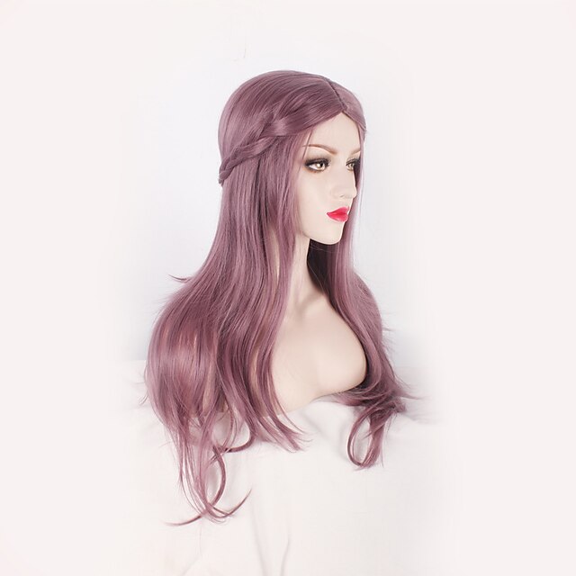 Perruque Synthétique Ondulation naturelle Ondulation naturelle Perruque Long Violet Cheveux Synthétiques Femme Au Milieu Perruque tressée Violet