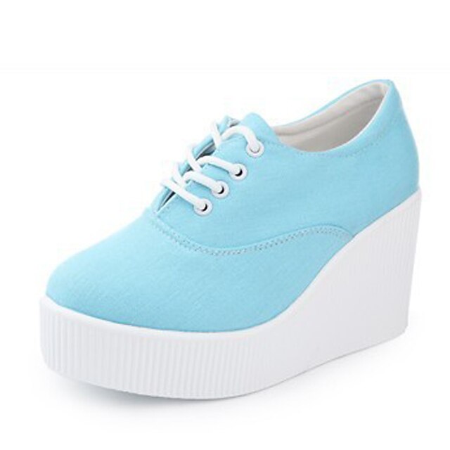  2017 New Arrivals Women's Shoes Best Seller Canvas Wedge Heel Platform/Creepers/Round Toe Fashion Sneakers Outdoor/Casual Blue/White  