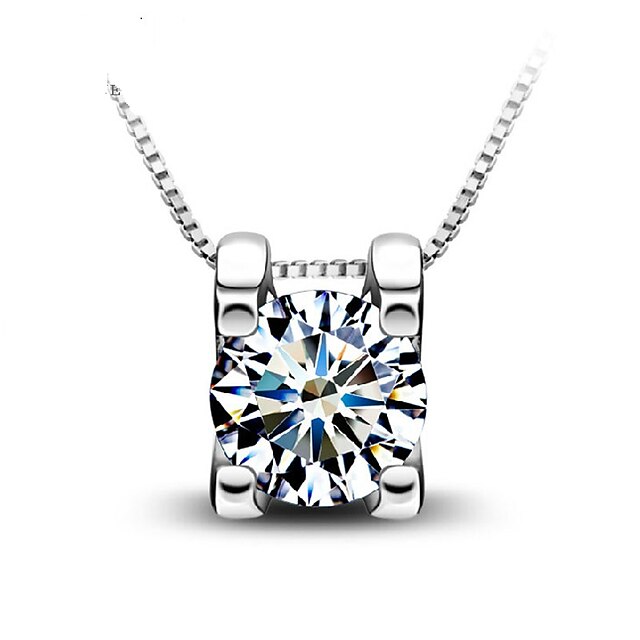  Women's Clear Crystal Cubic Zirconia Necklace - Silver Silver Necklace Jewelry For Gift, Daily