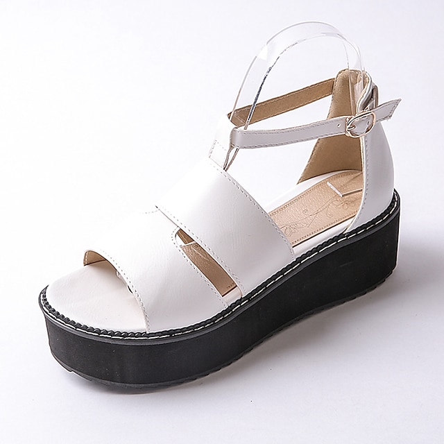 Women's Shoes Platform Platform / Open Toe Sandals Dress / Casual Black / White / Burgundy
