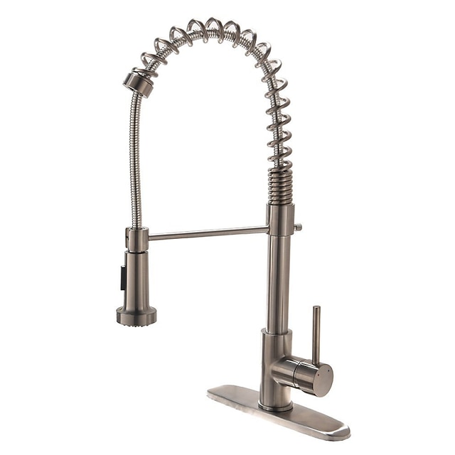  Køkken Vandhane - Enkelt håndtag Et Hul Nikkel Børstet Træk-out / Pull-down Vandret Montering Moderne Kitchen Taps / Rustfrit stål