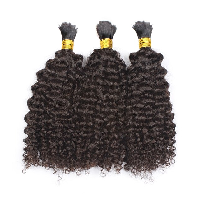  Lot de 3 Tissage de cheveux Cheveux Mongoliens Ondulation Lâche Tissage bouclé Extensions de cheveux Naturel humains Cheveux Naturel humain Tissages de cheveux humains / 8A