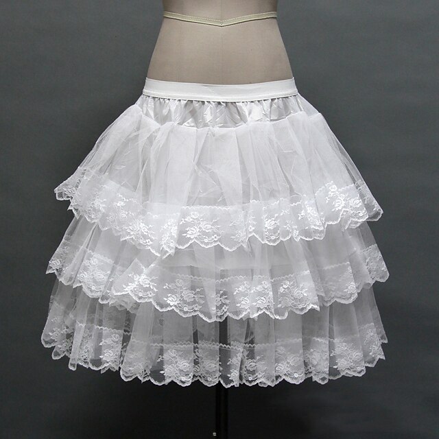  תחתונית  סליפ שמלת נשף באורך ברך 3 רשתות בד טול פוליאסטר לבן