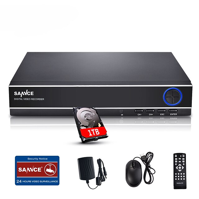  sannce® 4ch 720p multi-mod de intrare ecloud hdmi 1080p / vga / bnc sistem cctv dvr built-in 1tb hdd