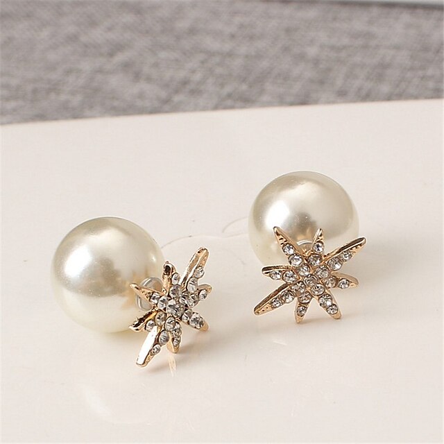  Femme Boucles d'oreille Clou Fleur Flocon de Neige Mode Perle Strass Des boucles d'oreilles Bijoux Doré / Argent Pour Mariage Soirée Quotidien Décontracté Travail